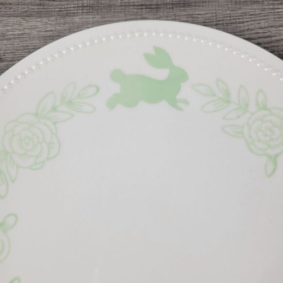 Threshold White and Seafoam Green Floral and Bunny Pattern Easter Dinner Plate - Picture 2 of 4